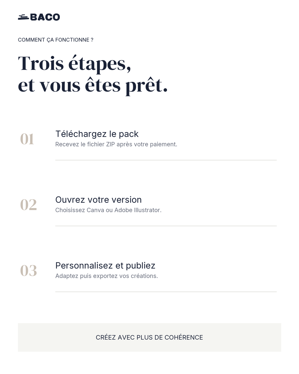 Étapes pour télécharger, personnaliser et publier le pack Instagram BACO