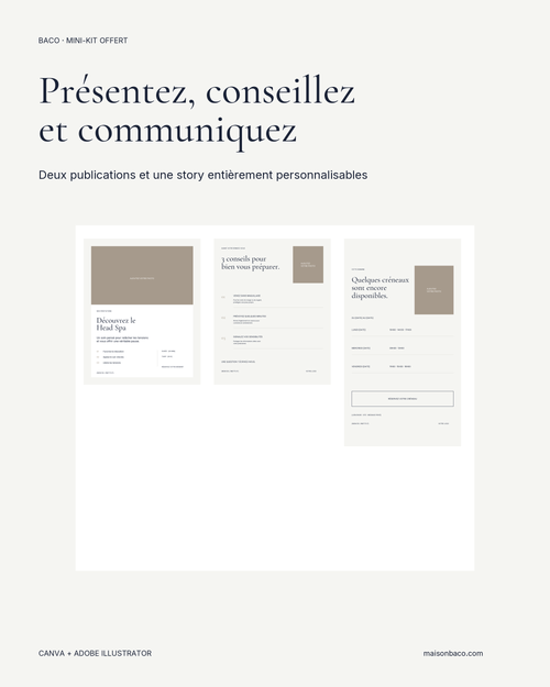 Contenu du mini-kit Instagram BACO pour instituts